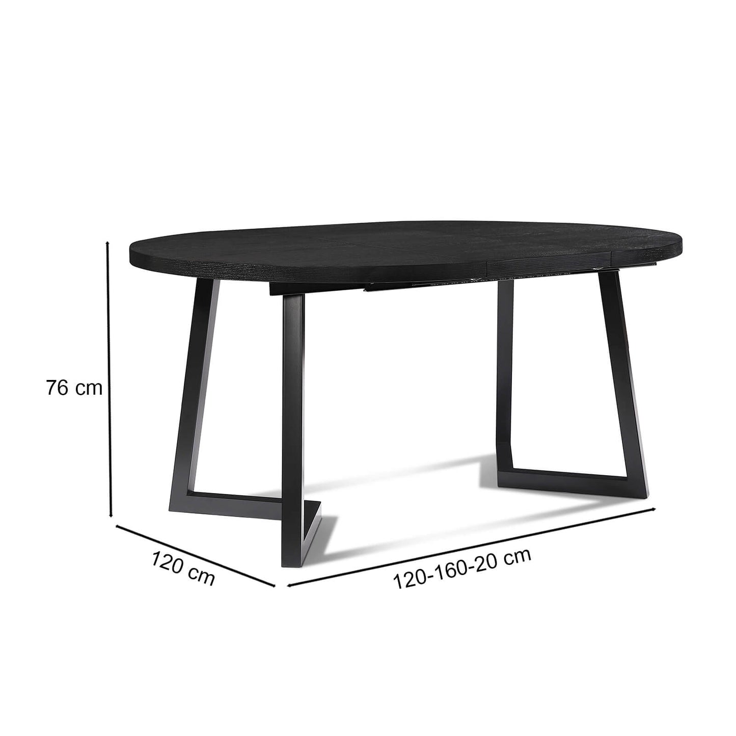 Oregon | 2m Extendable Curved Wooden Dining Table | Black