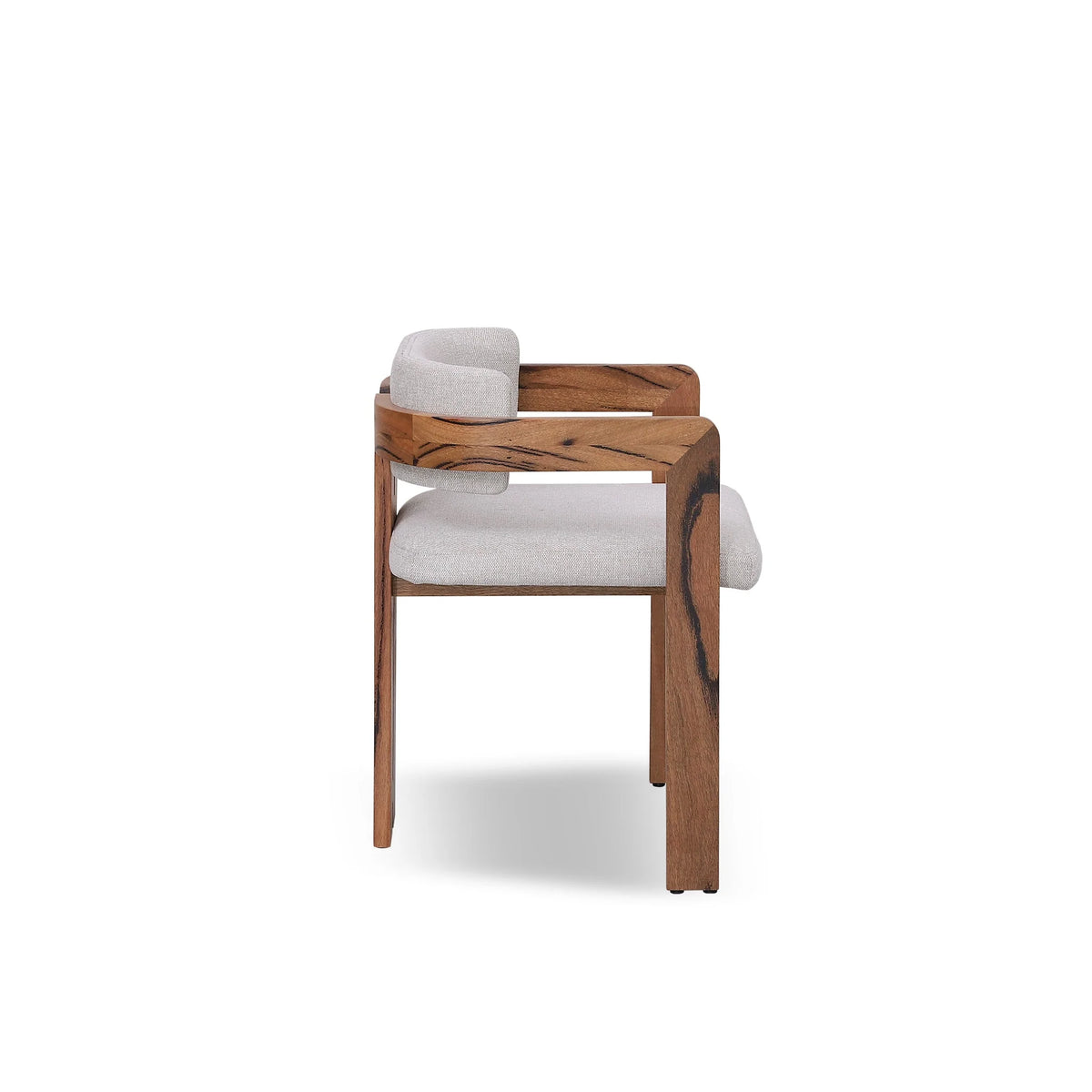Oxley | Coastal Stone Beige Fabric Black Natural Wooden Dining Chairs With Arms | Set Of 2 | Natural Marri