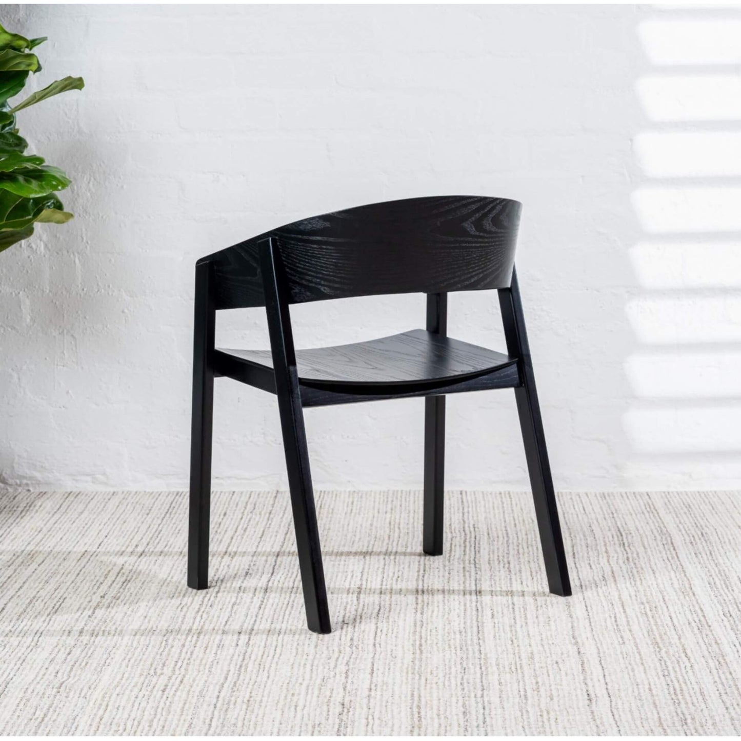 Panama | Modern Coastal Scandinavian Style Natural Black Wooden Dining Chairs with Arms | Black