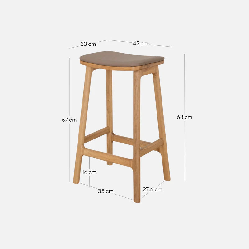 Pasadena | Modern PU Leather Wooden Bar Stools | Tan