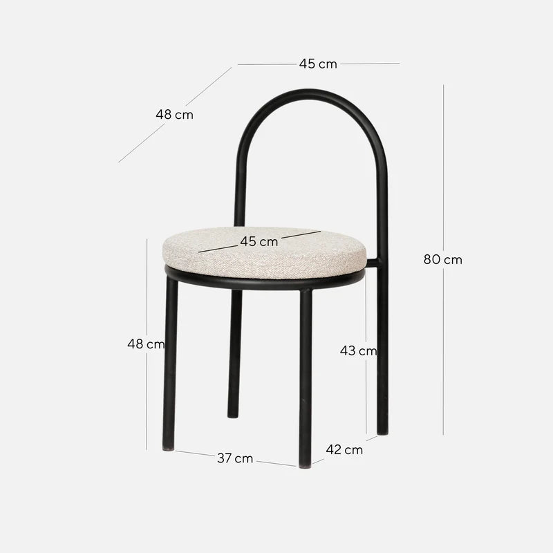 Pemberton | Contemporary Black Metal Clay Grey Fabric Dining Chairs | Clay Grey