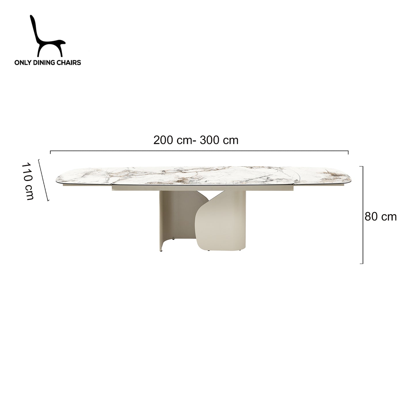 Pembroke | Marble Look Modern Ceramic 8 – 12 Person Extendable 2M Dining Table | White