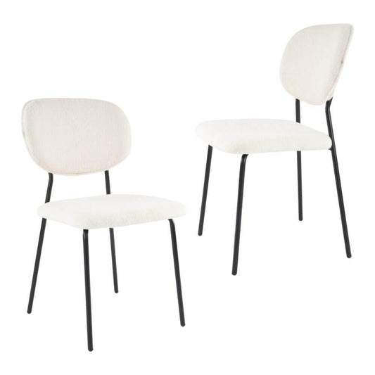 Portland | Modern Boucle White Fabric Dining Chairs | Set Of 2 | White