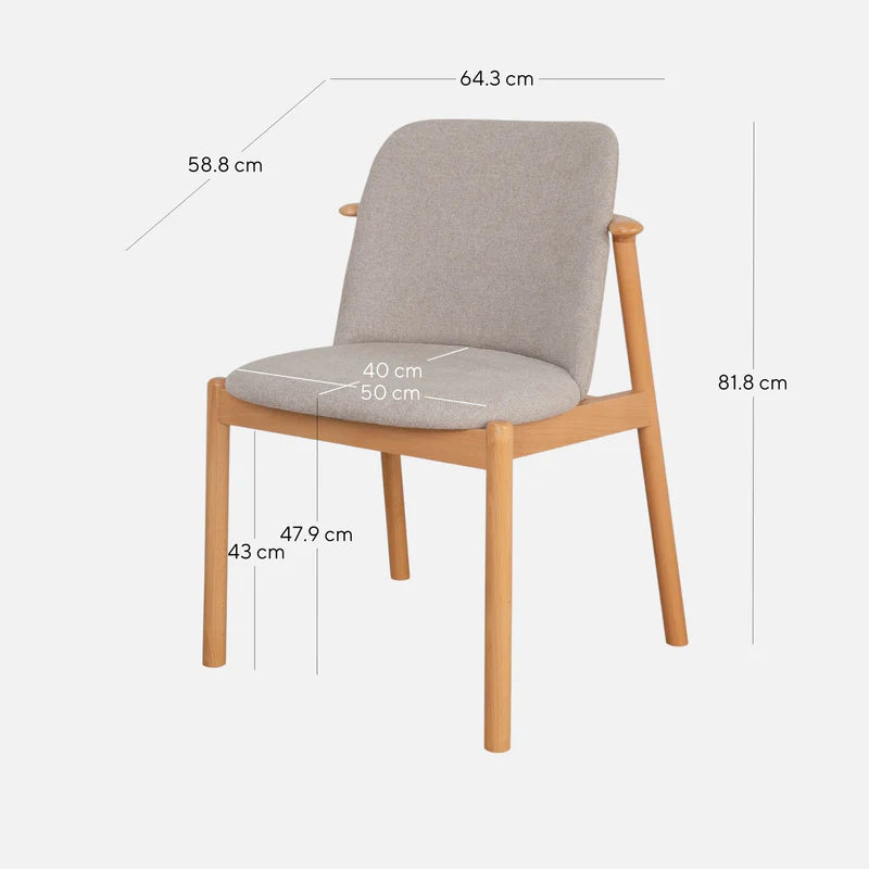 Portside | Coastal Modern Natural Grey Fabric Wooden Dining Chairs | Grey