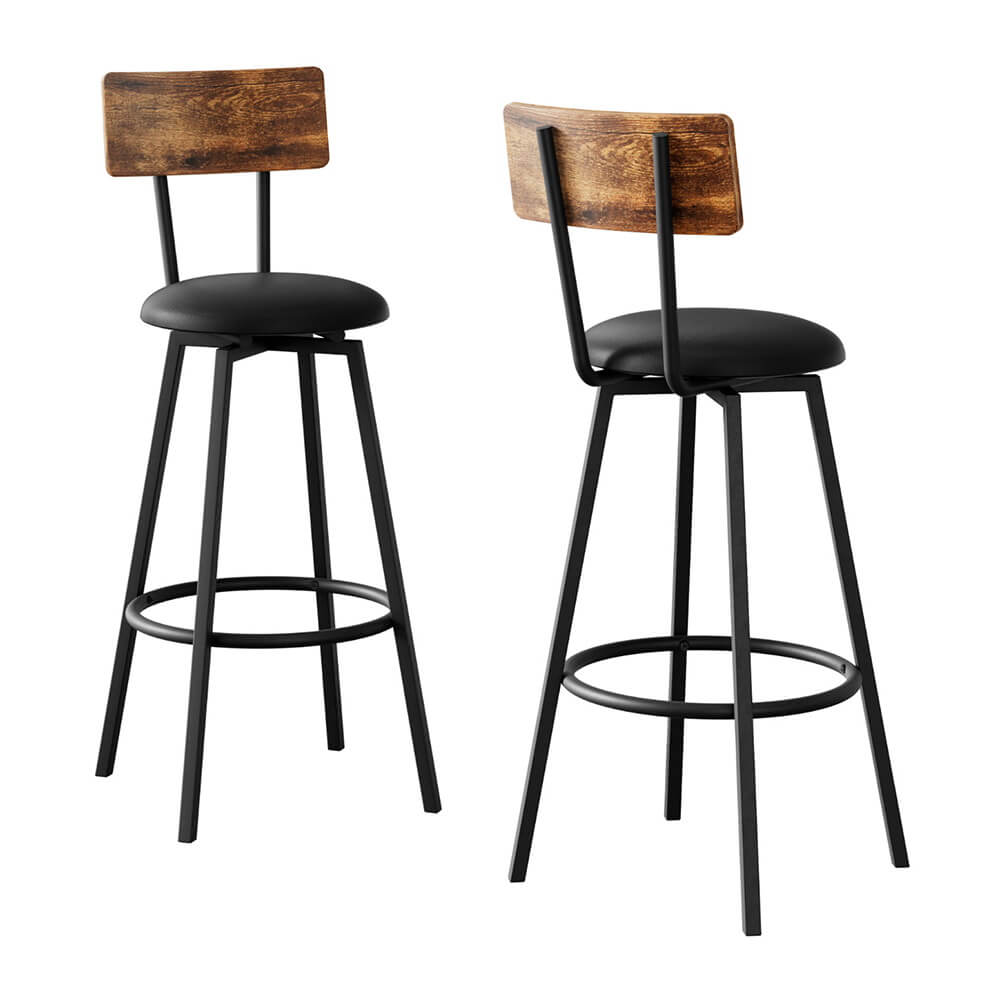 Industrial Metal Wooden 72cm Black Bar Stools