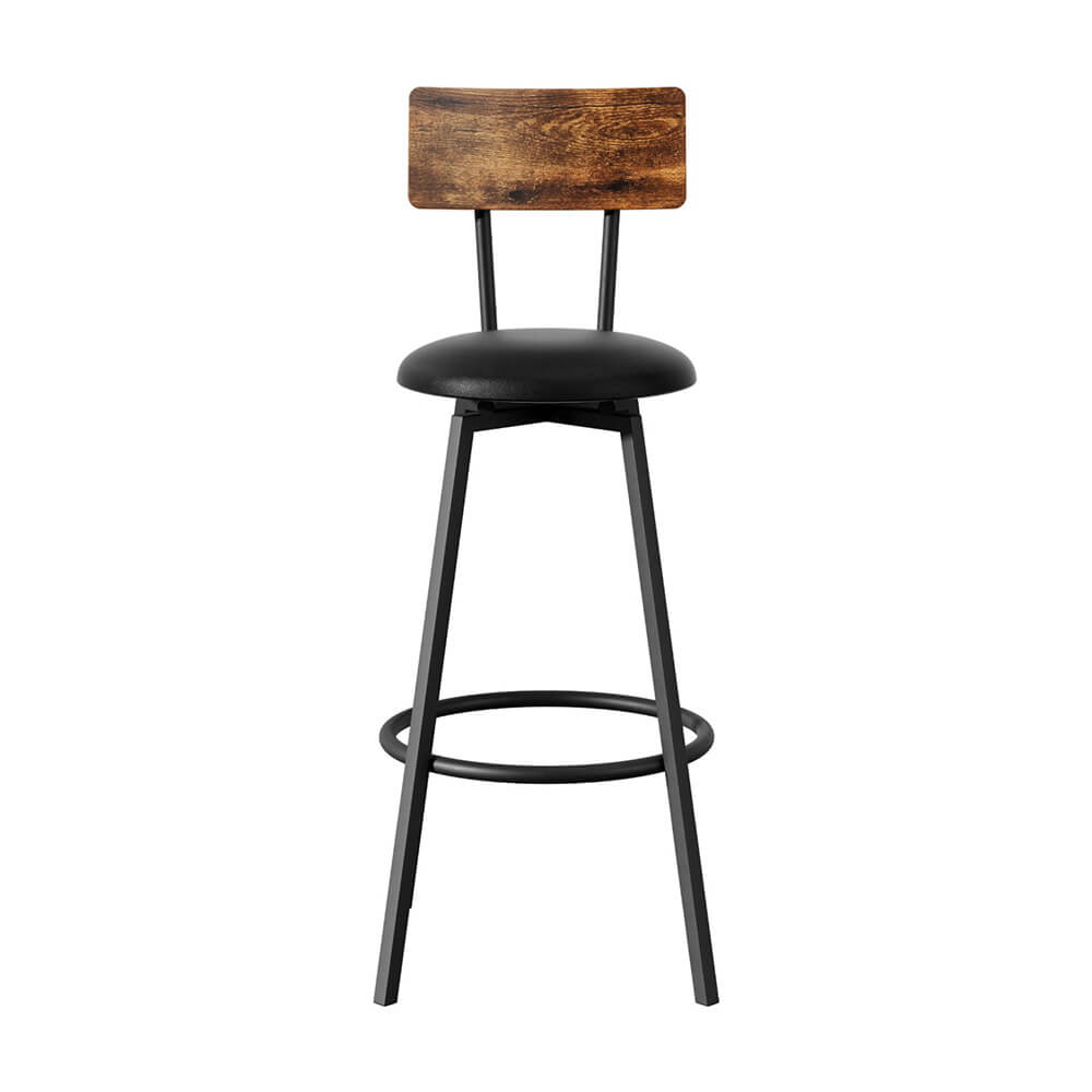 Industrial Metal Wooden 72cm Black Bar Stools