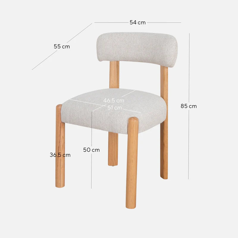 Regatta | Coastal Modern Beige Fabric Wooden Dining Chairs | Beige
