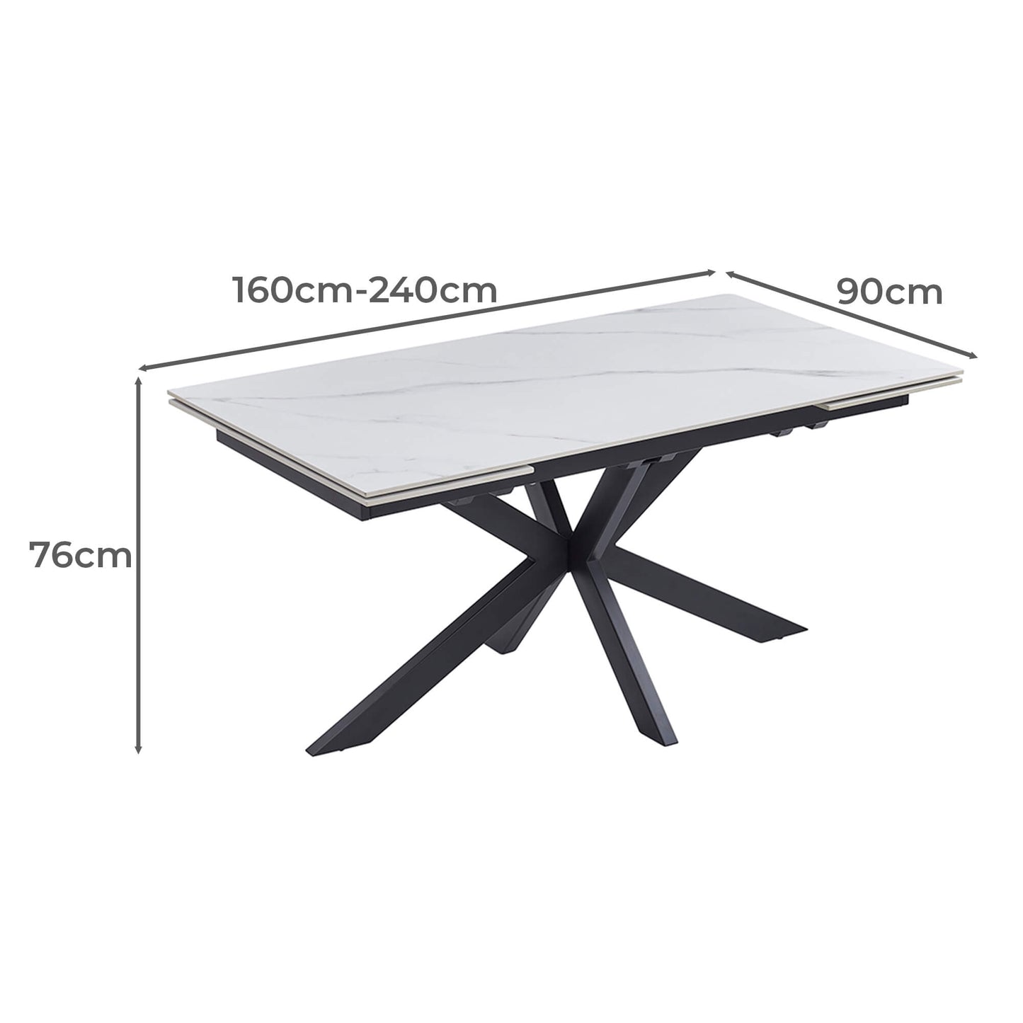 Regency | Contemporary Grey White Ceramic 6 - 8 Extension Dining Table | White