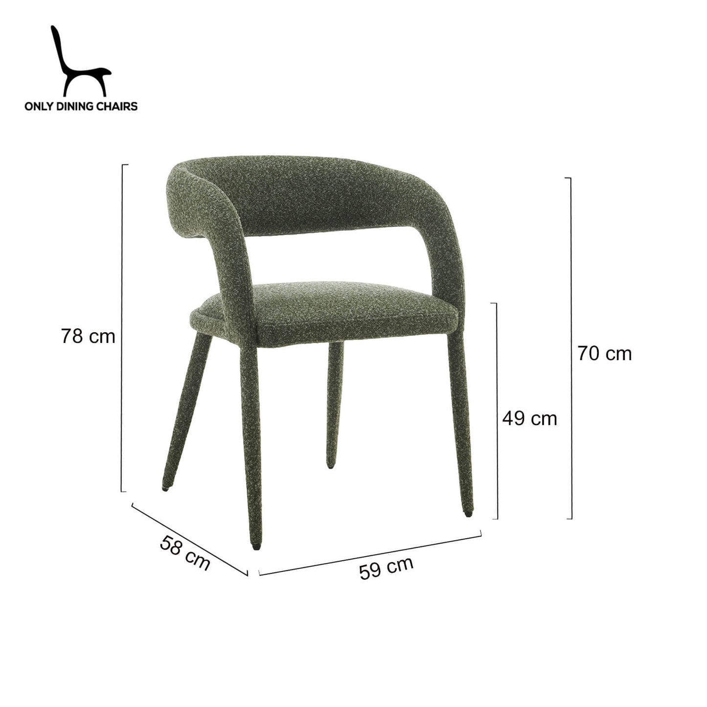 Sage | Modern Light Grey Pine Green Fabric Dining Chairs | Set Of 2 | Pine Green