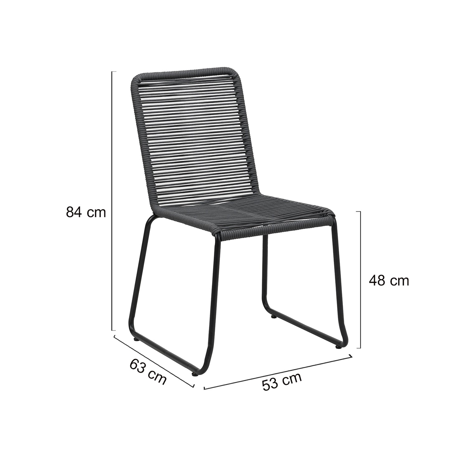 Sahara | Woven Robe Charcoal Metal Outdoor Dining Chairs | Set Of 4 | Charcoal