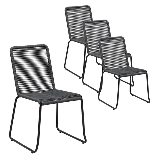 Sahara | Woven Robe Charcoal Metal Outdoor Dining Chairs | Set Of 4 | Charcoal
