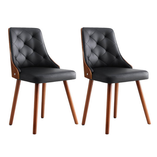 Salamanca | Mid Century Wooden White Black PU Leather Dining Chairs | Black