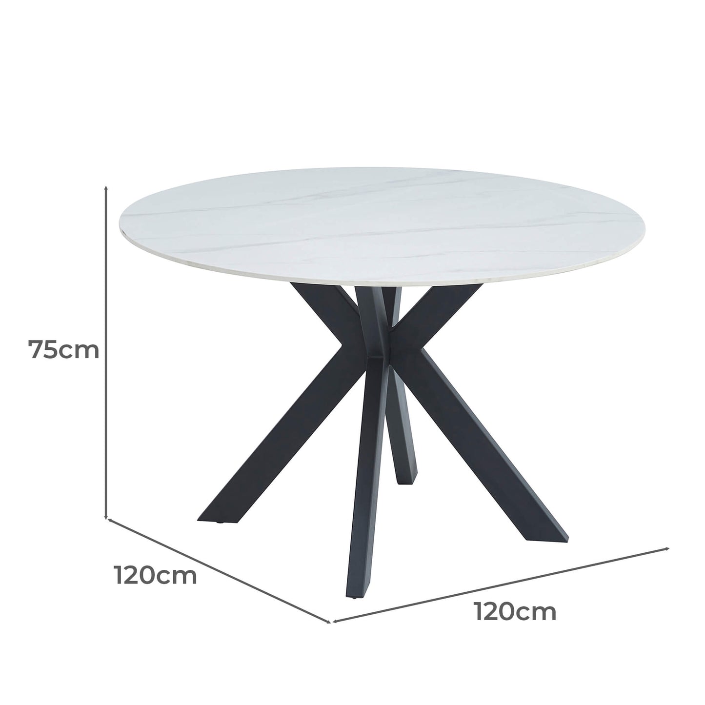 Salina | Modern Metal Matte Ceramic 4 Seater Round Table | White