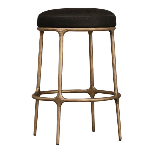 Samsara | Modern Brass Metal Natural Black Fabric Bar Stool