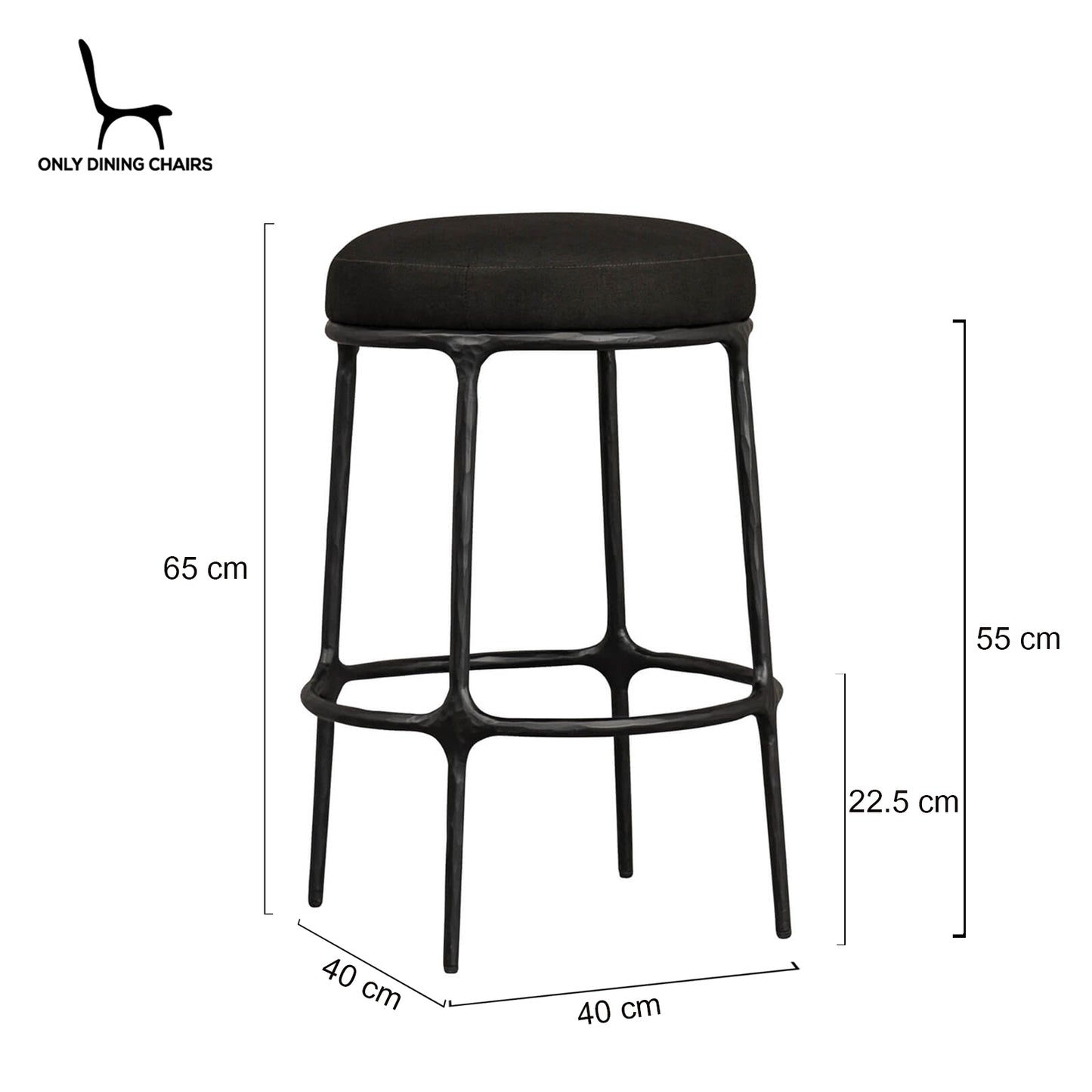 Modern Brass Metal Natural Black Fabric Bar Stool