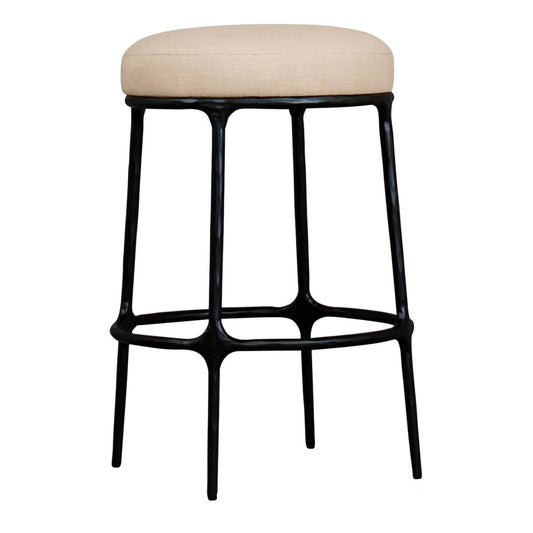 Modern Metal Natural Fabric Bar Stool