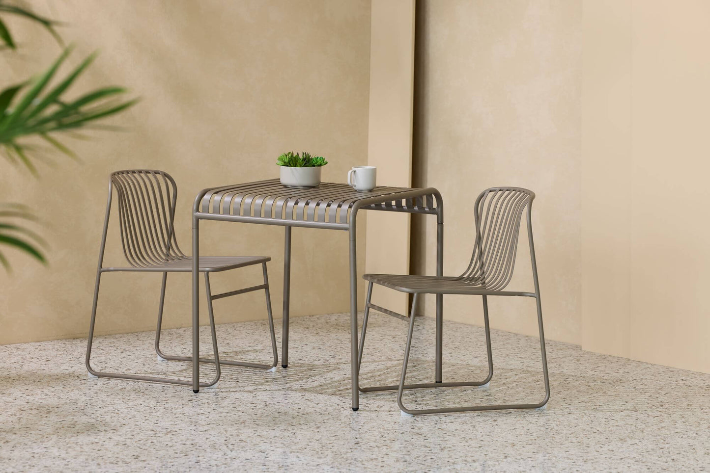 Santorini | Modern Metal Brown Outdoor Dining Chairs | Brown