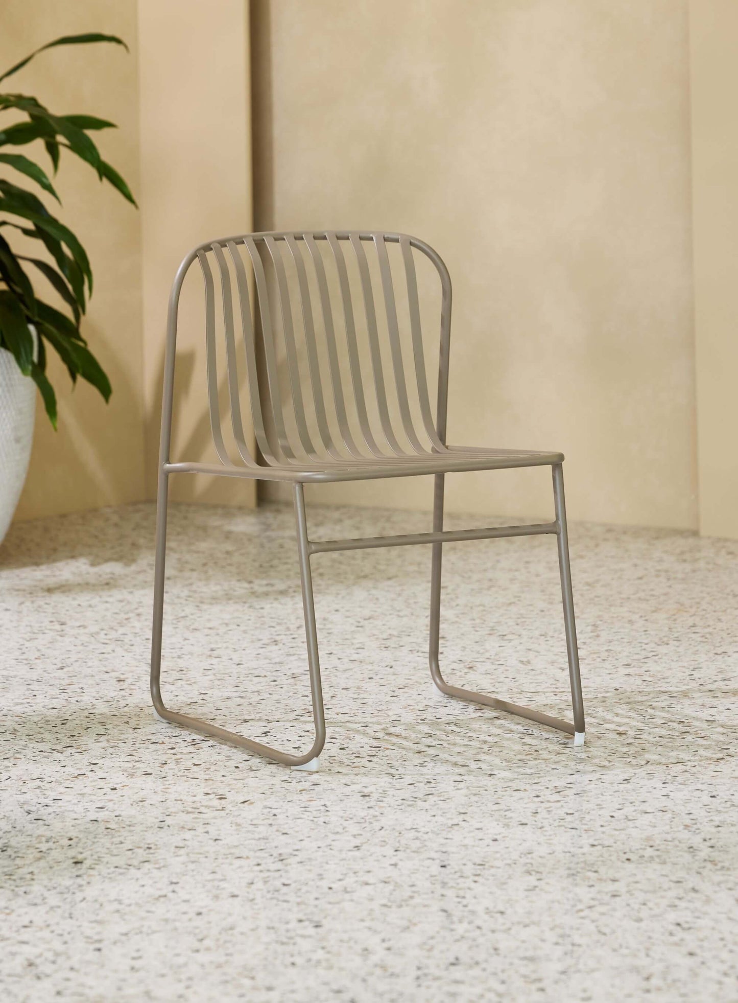 Santorini | Modern Metal Brown Outdoor Dining Chairs | Brown