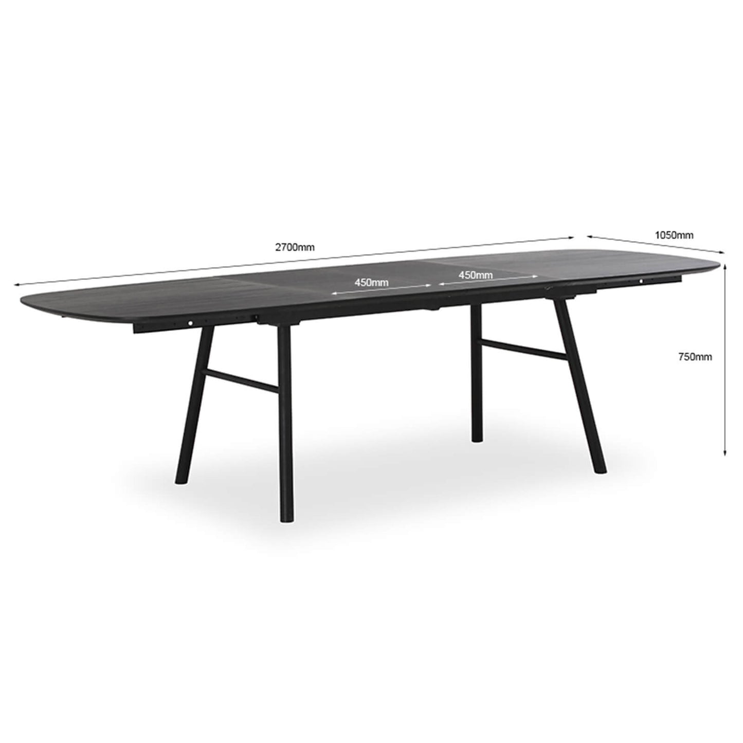 Savoy | Metal Black 2.7m Extendable Wooden Dining Table | Black