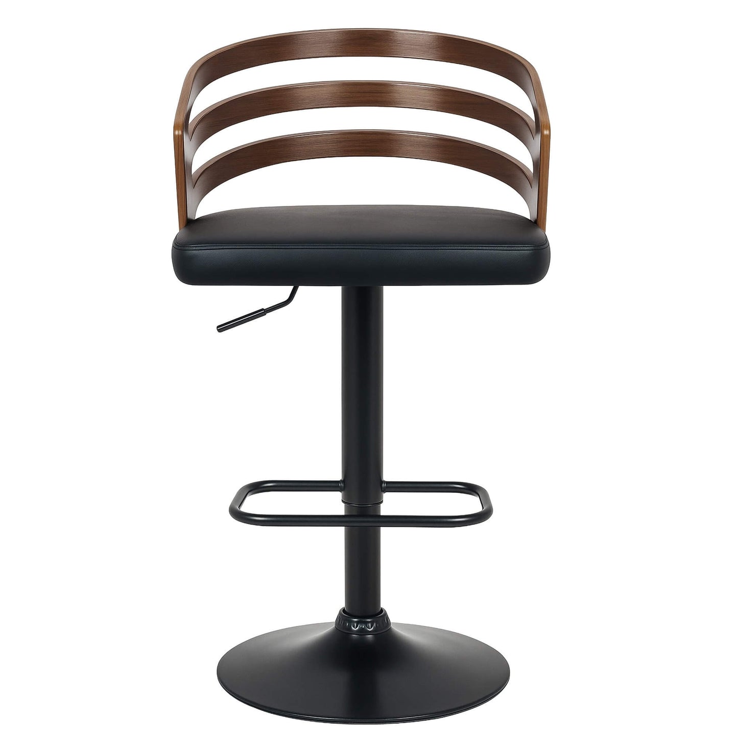 Modern Adjustable Black Walnut PU Leather Walnut Wooden Bar Stool | Brown