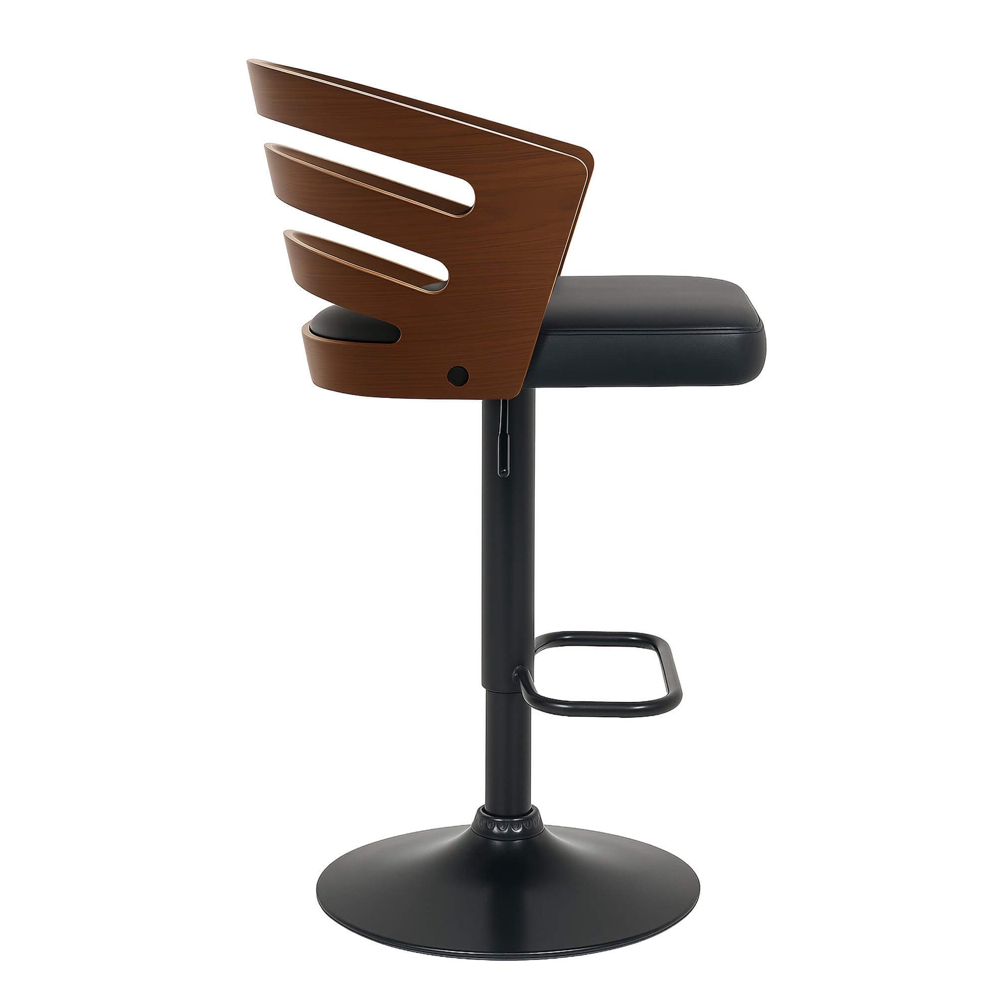 Modern Adjustable Black Walnut PU Leather Walnut Wooden Bar Stool | Brown
