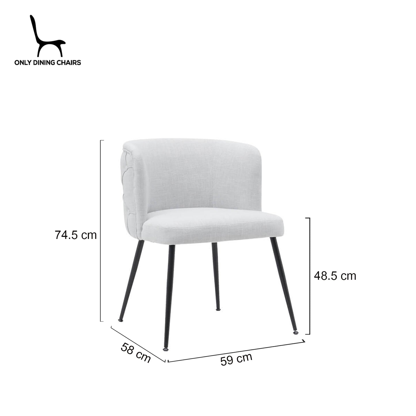 Modern Grey White Fabric Dining Chairs With Arms