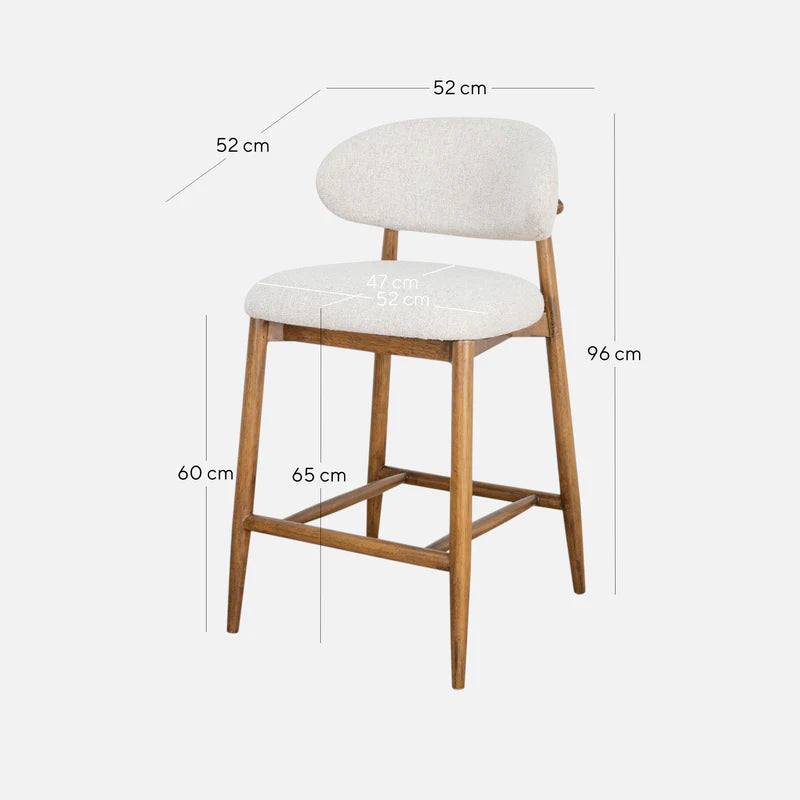 Southcote | Coastal Modern Fabric Wooden Bar Stools | Walnut