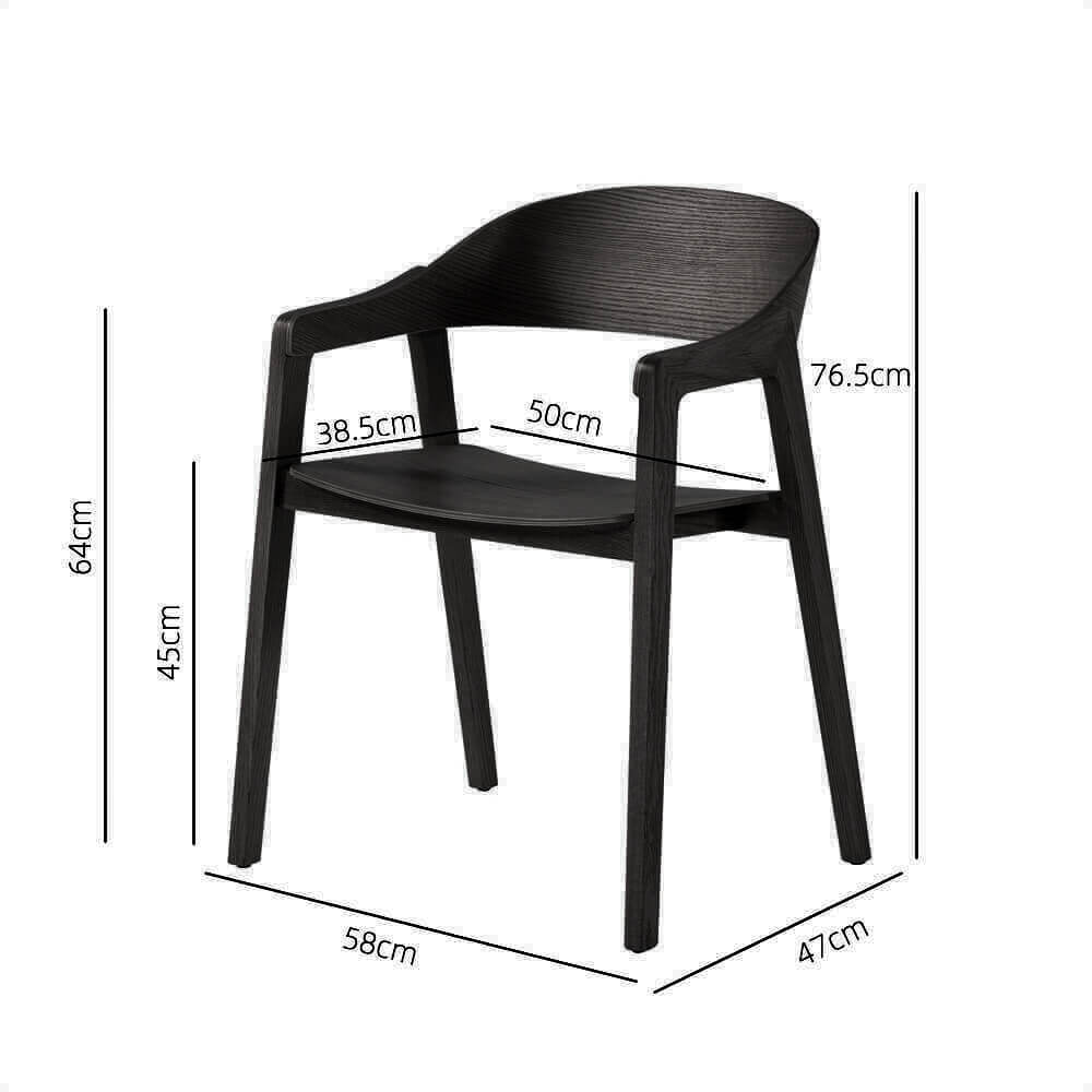 Springwood | Coastal Black Natural Wooden Dining Chairs With Arms | Set Of 2 | Springwood | Coastal Black Natural Wooden Dining Chairs With Arms | Set Of 2 | Black