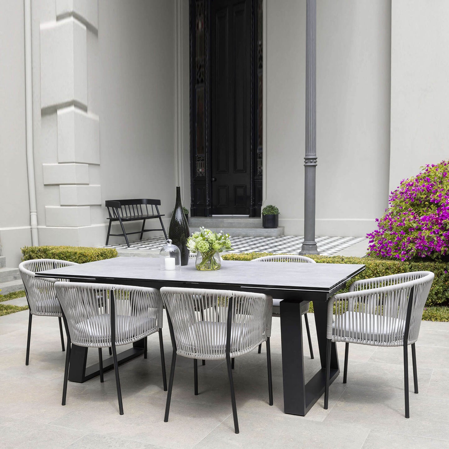 Daintree | Woven Robe Pebble Grey Metal Outdoor Dining Chairs | Set Of 2 | Pebble Grey