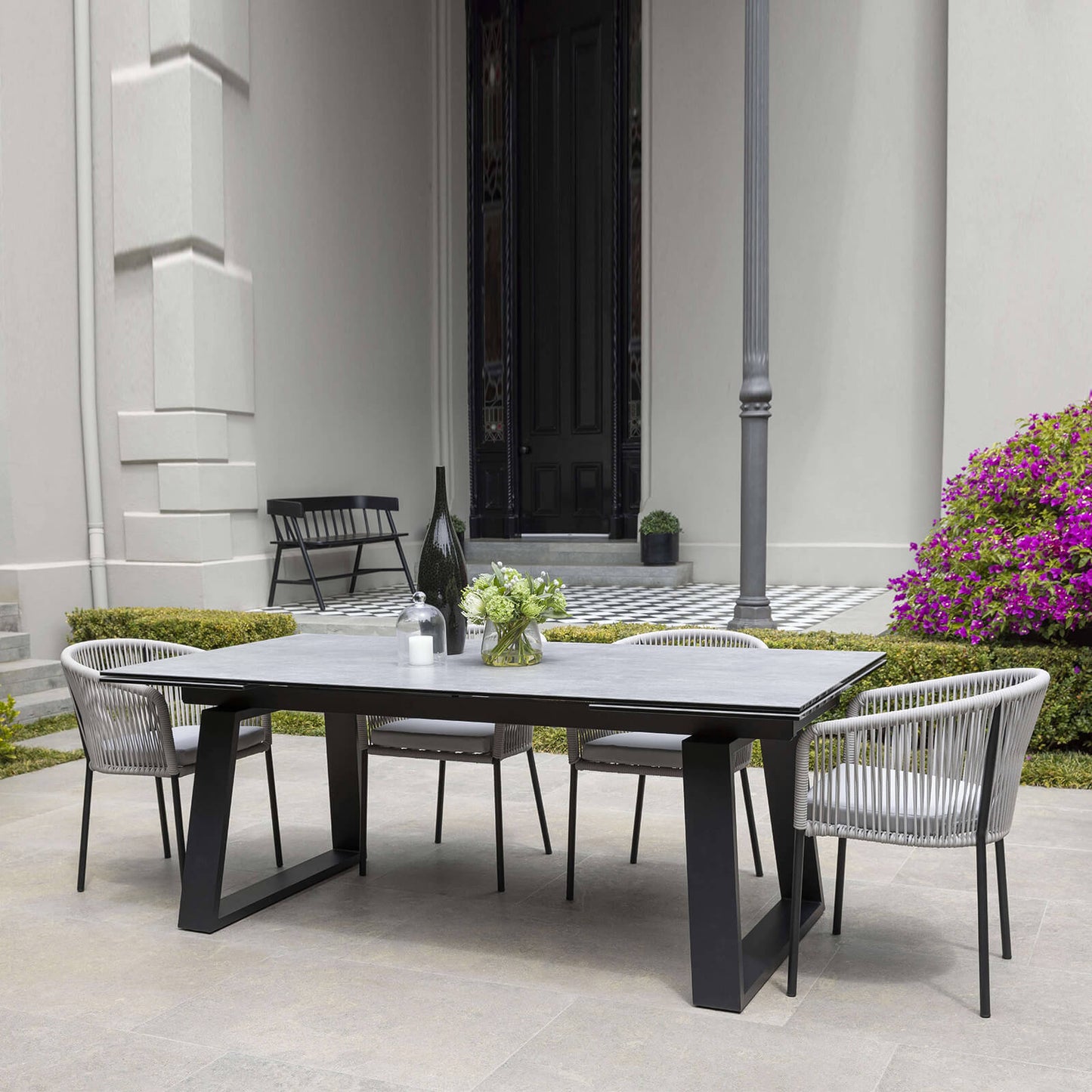Daintree | Woven Robe Pebble Grey Metal Outdoor Dining Chairs | Set Of 2 | Pebble Grey