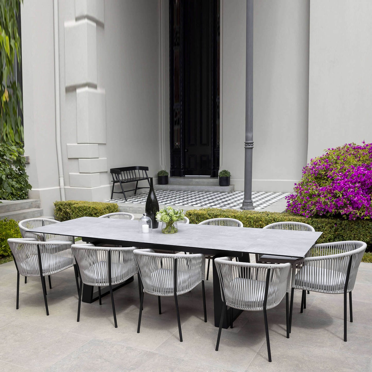 Daintree | Woven Robe Pebble Grey Metal Outdoor Dining Chairs | Set Of 2 | Pebble Grey