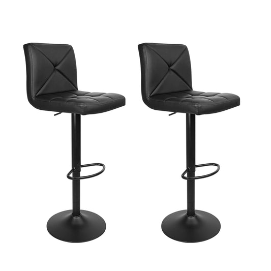 Strahan | Swivel Metal Modern Black PU Leather Bar Stools | Set Of 2