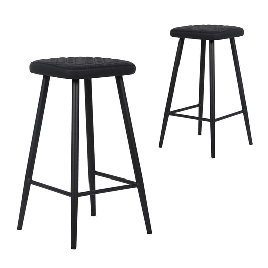 Tamar Industrial Metal Black Tan PU Leather Bar Stools | Black