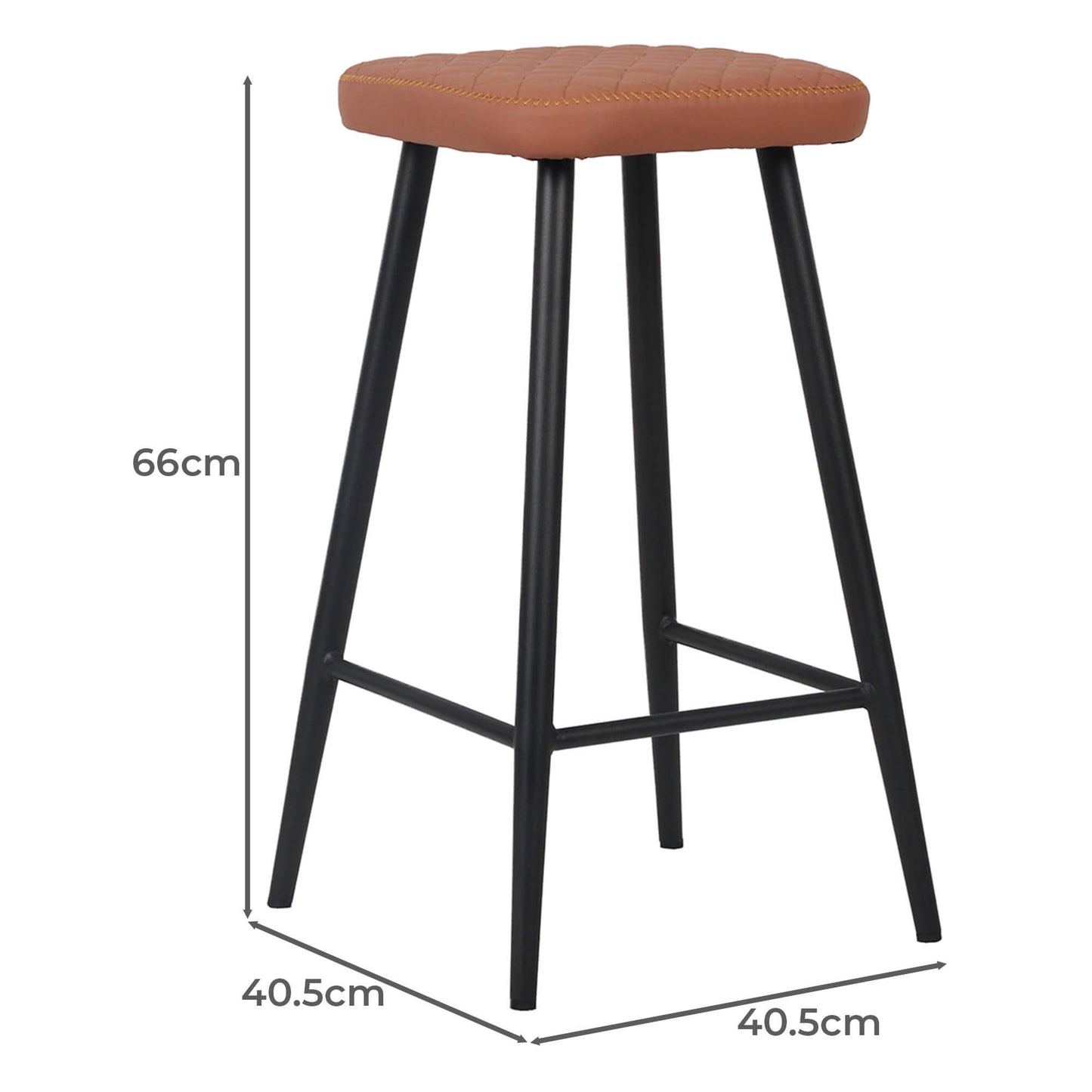 Tamar Industrial Metal Black Tan PU Leather Bar Stools | Tan