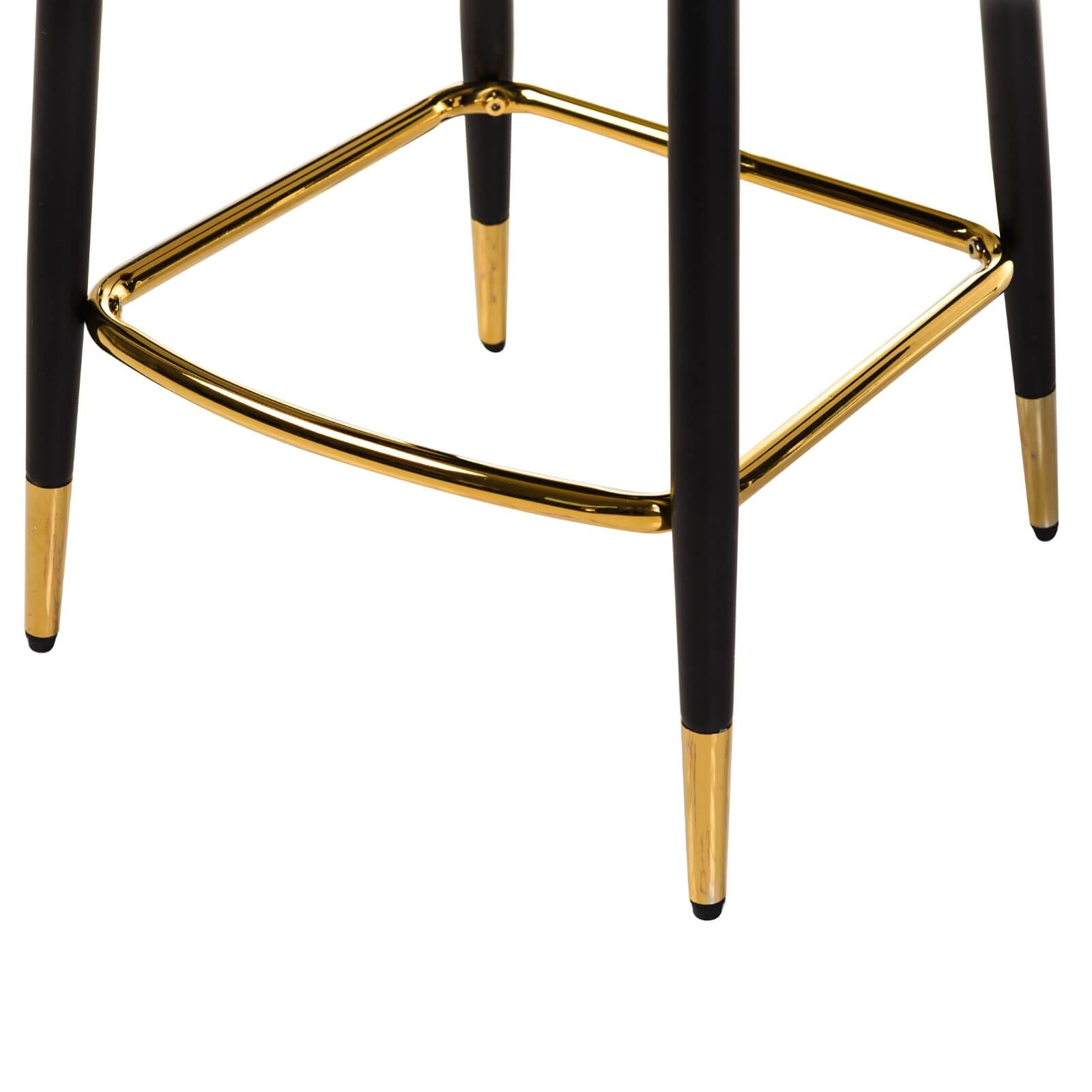 Taylor | Metal Modern Velvet Bar Stools | Set Of 2 | Black