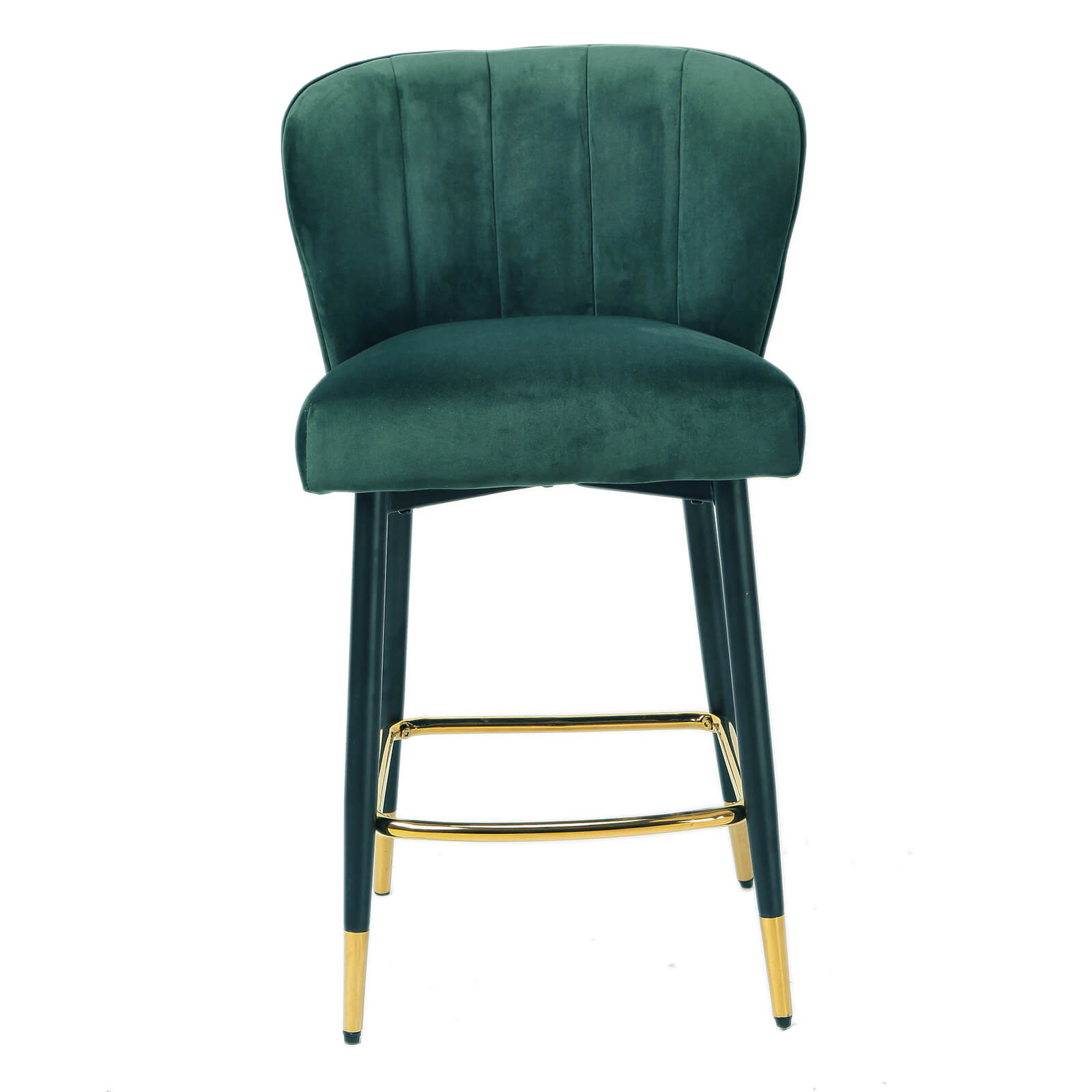 Taylor | Metal Modern Velvet Bar Stools | Set Of 2 | Green