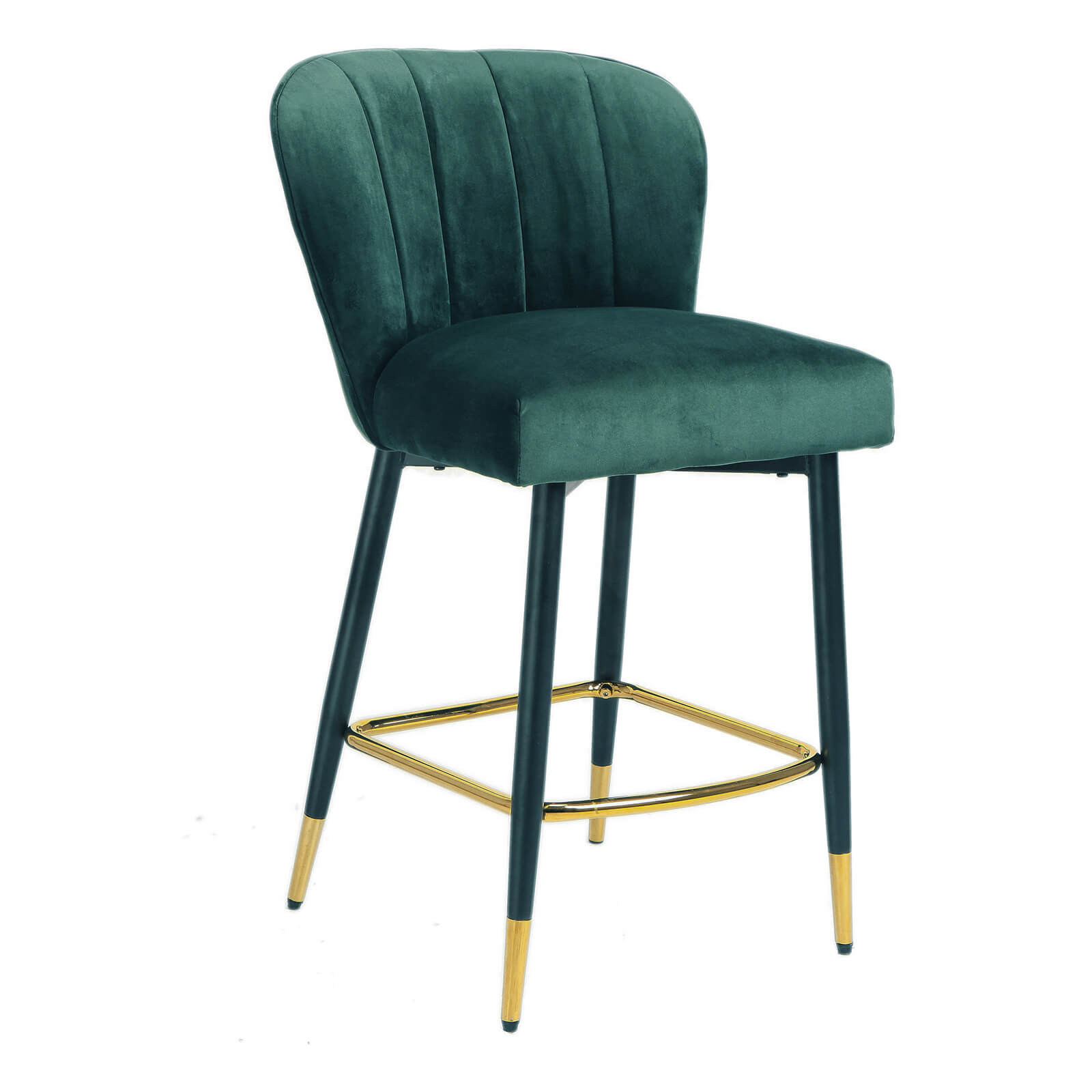 Taylor | Metal Modern Velvet Bar Stools | Set Of 2 | Green