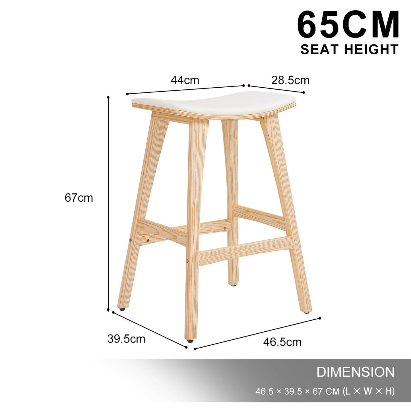Thirlmere Contemporary Beige Fabric Wooden Bar Stools | Beige