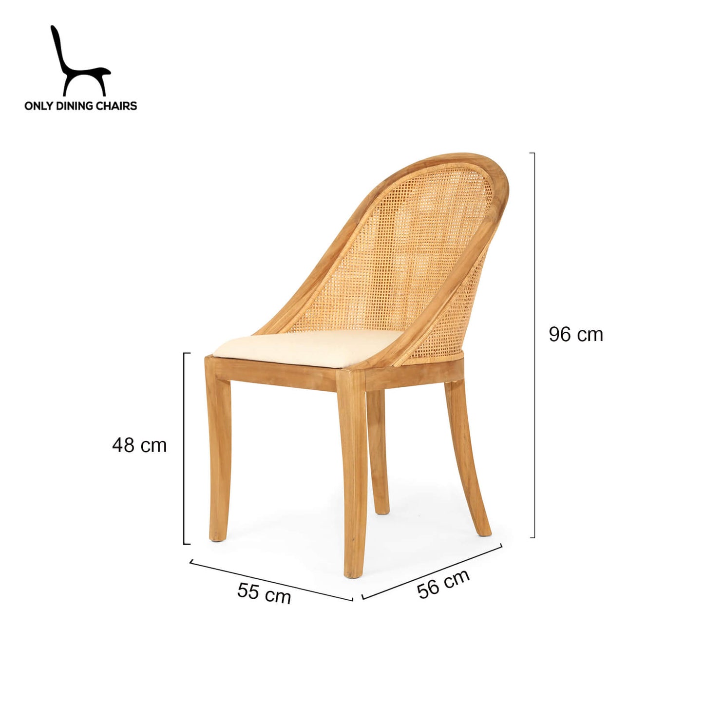 Coastal Natural Teak Wood Rattan Dining Chair