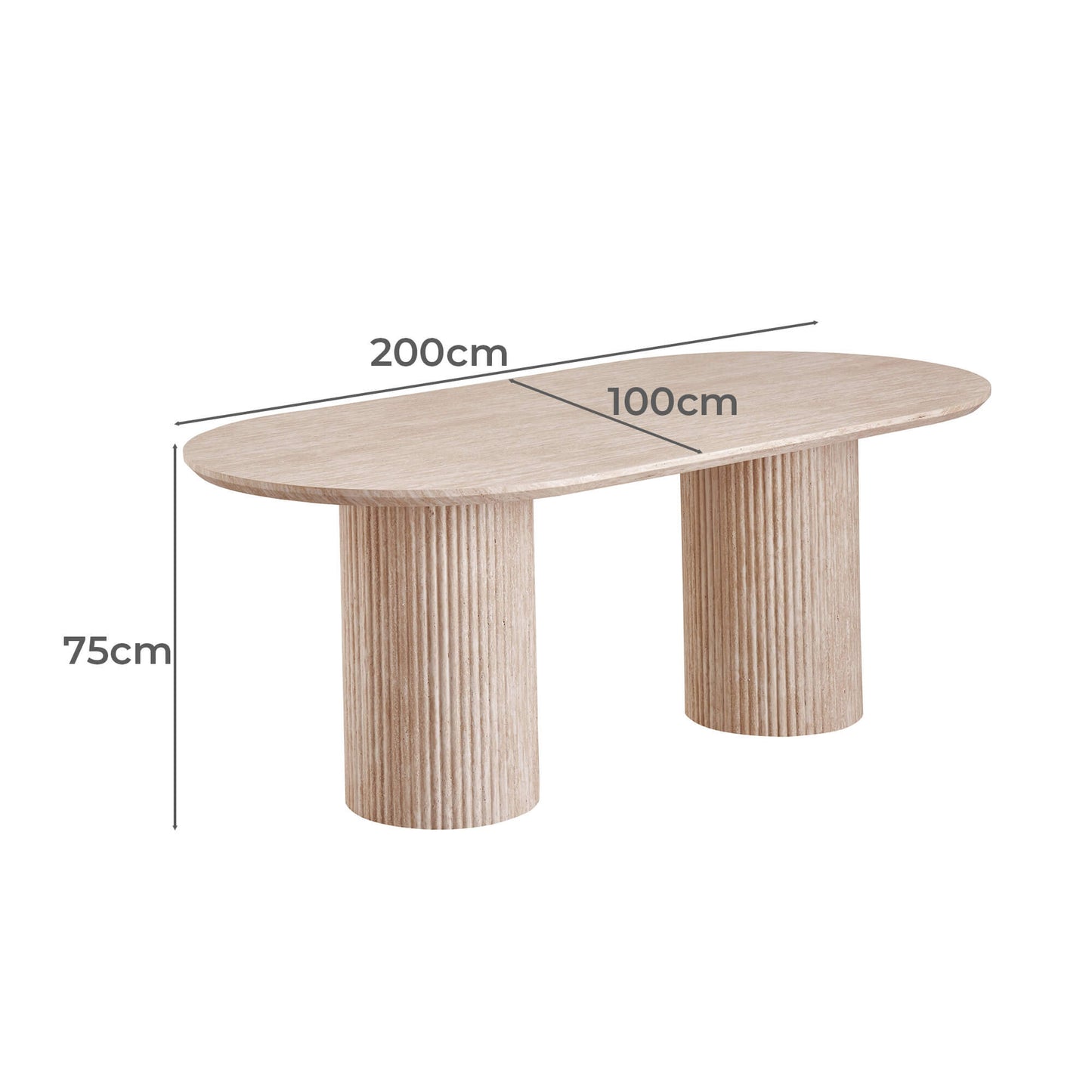 Trentham | Modern Coastal 2m Light Natural Wooden Dining Table | Natural