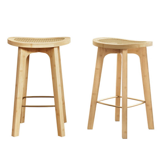 Coastal Natural 67cm Wooden Bar Stools | Set Of 2