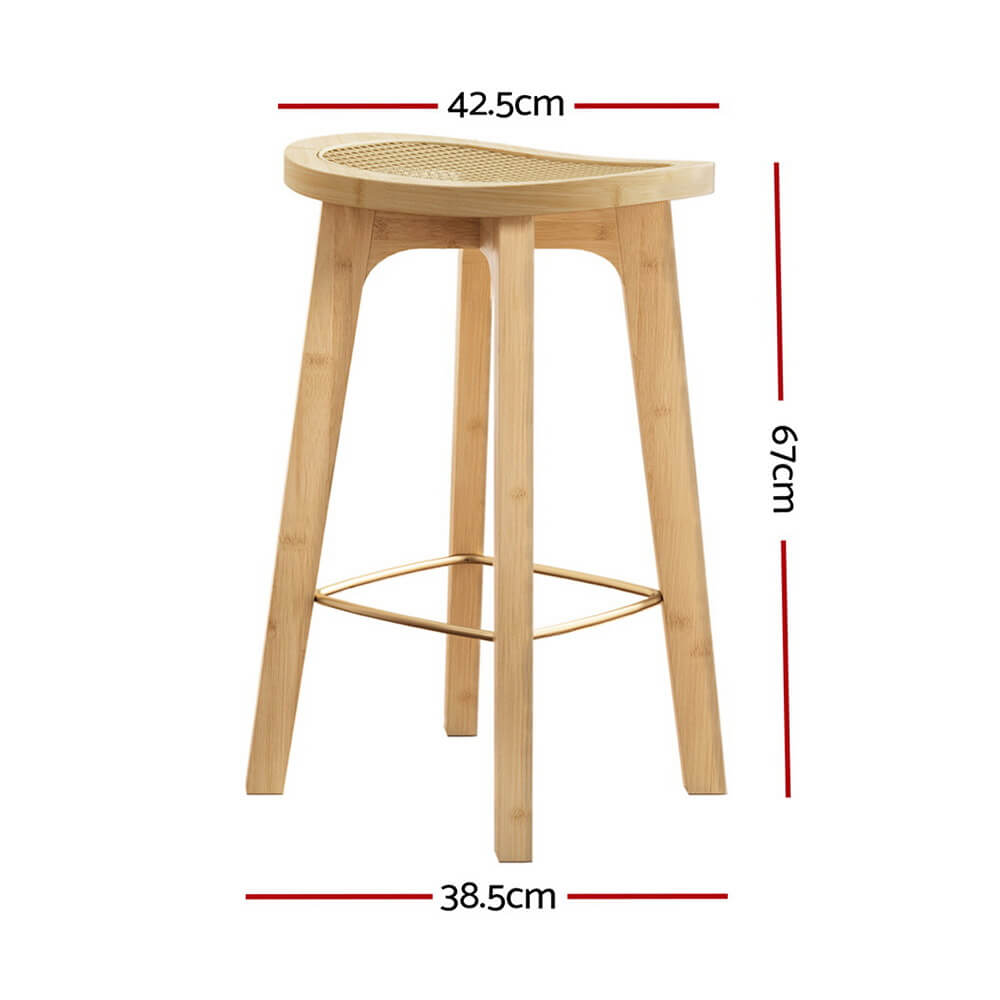 Coastal Natural 67cm Wooden Bar Stools | Set Of 2