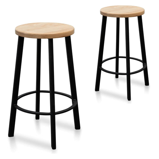 Vantage | Industrial Metal Wooden Bar Stools | Set Of 2