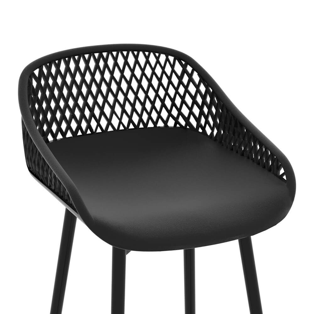 Whitsunday | Plastic Metal Black Outdoor Bar Stools | Set Of 4 | Black