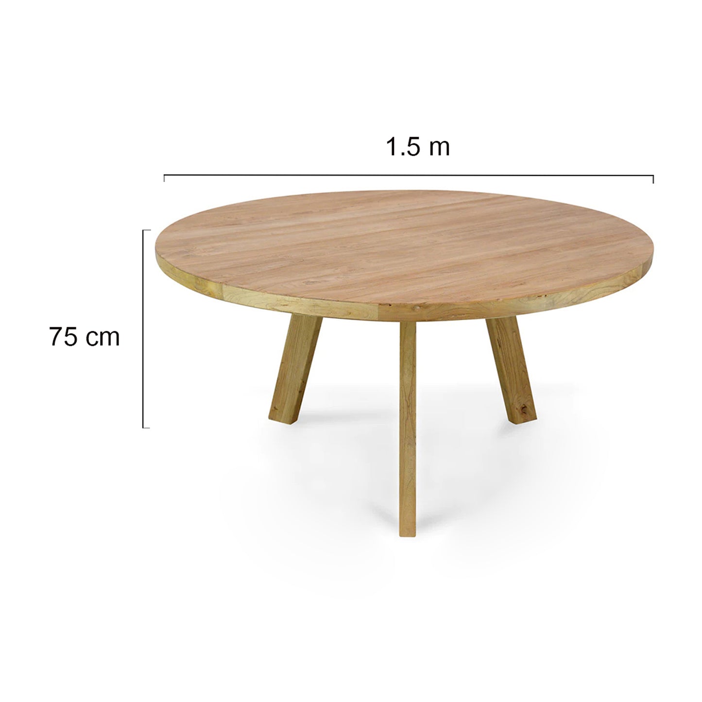 Zita | Reclaimed Elm Natural & Black Wooden 1.5m Round Dining Table | Natural