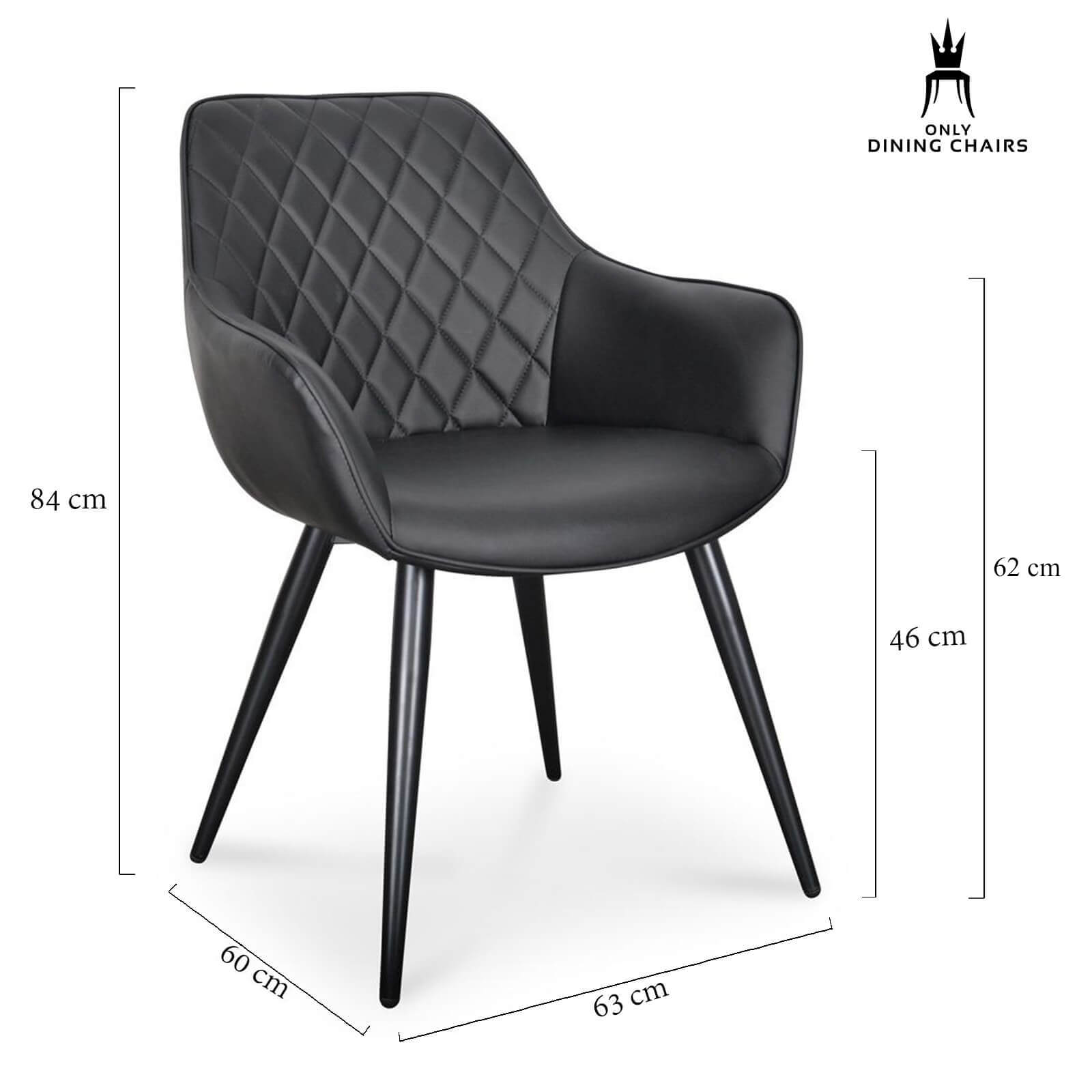 Astoria | Black, Cinnamon Brown, Leather Dining Chairs | Set Of 2 | Black