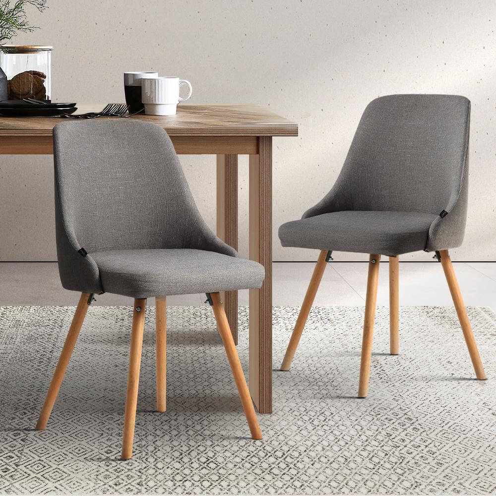 Aspire | Upholstered, Grey Wooden Dining Chairs | Set of 2 | Grey