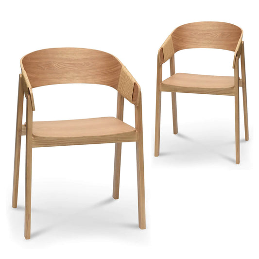 Calderwood | Natural Rope Wooden Dining Chair With Arms | Set Of 2 | Natural