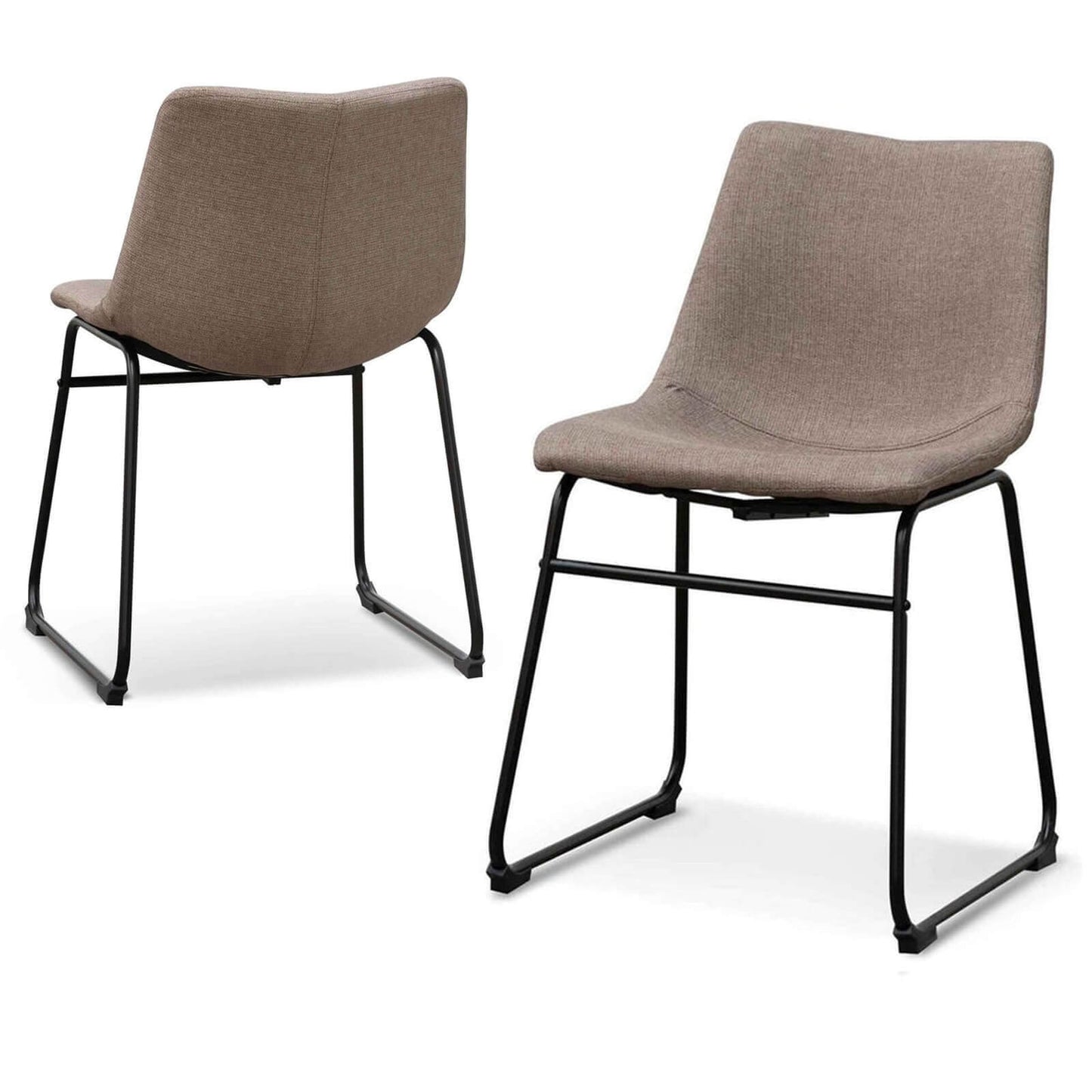 Chatfield | Black Upholstered Fabric Modern Dining Chairs | Set Of 2 | Brown Grey