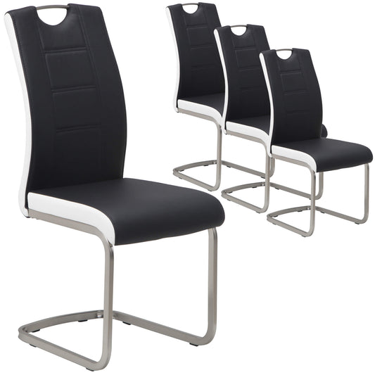 Delta | Modern Metal PU Leather Dining Chairs | Set Of 4 | Black